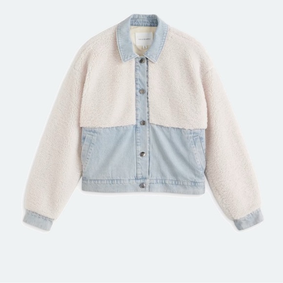 Thread & Supply Jackets & Blazers - Thread & Supply Cream and Blue Sherpa Jacket